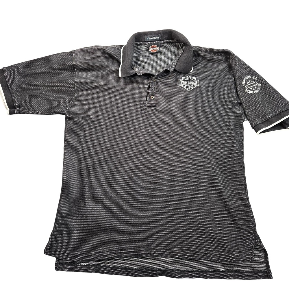 Harley-Davidson Polo Shirt Mens XL Gray Inner Harbor Embroidered Motorcycle Logo